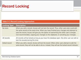 Administering a Database System 57
Record Locking
 