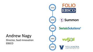 Andrew Nagy
Director, SaaS Innovation
EBSCO
2016
2009
2008
2005
2004
 