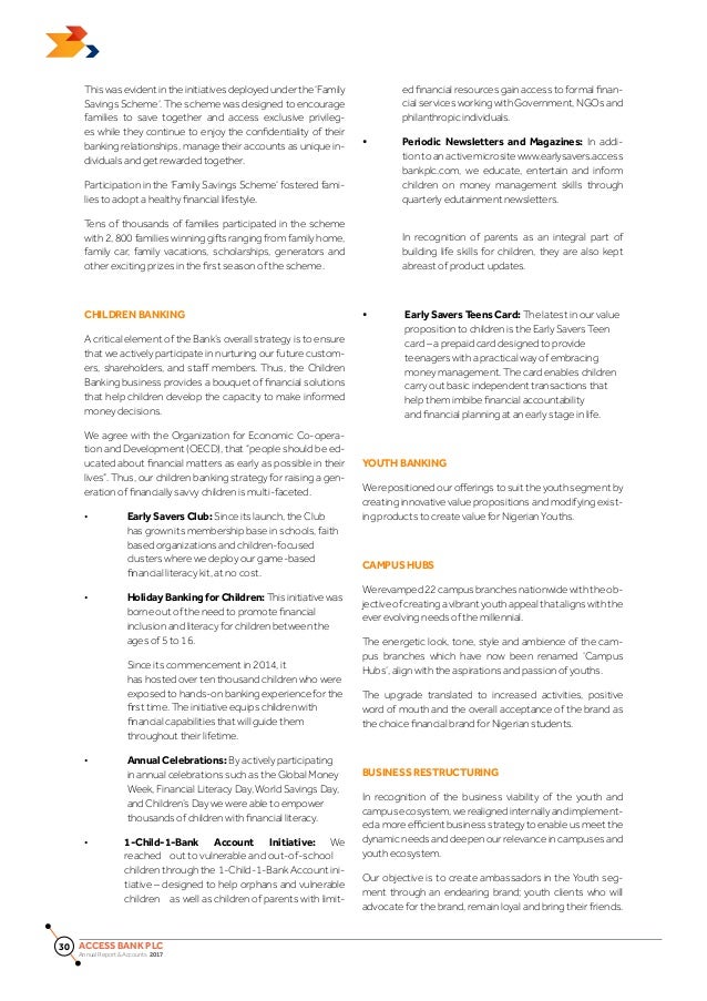 Access Bank Annual Report 2017 Pg 1 199 - 30 ment of the bank s