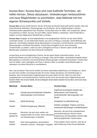 Access Bars versus Keys Methoden Vergleich | PDF