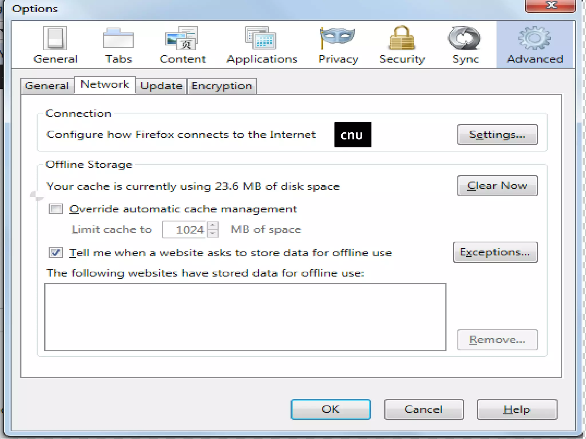 Open Firefox and go to the "Tools" menu and then click "Options”
cnu
 