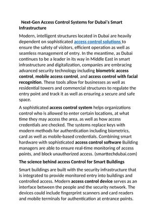 Unlock Efficiency: Smart Access Control in UAE | DOCX