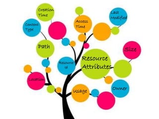 Resource
Attributes
Size
Creation
Time
Last
Modified
Path
Location
Usage
Access
TimeContent
Type
Resource
Id
Owner
 