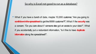 Managing data with microsoft access. It provides tools to create tables ...