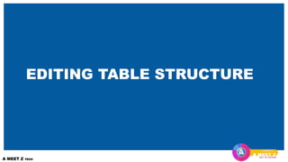 EDITING TABLE STRUCTURE
 