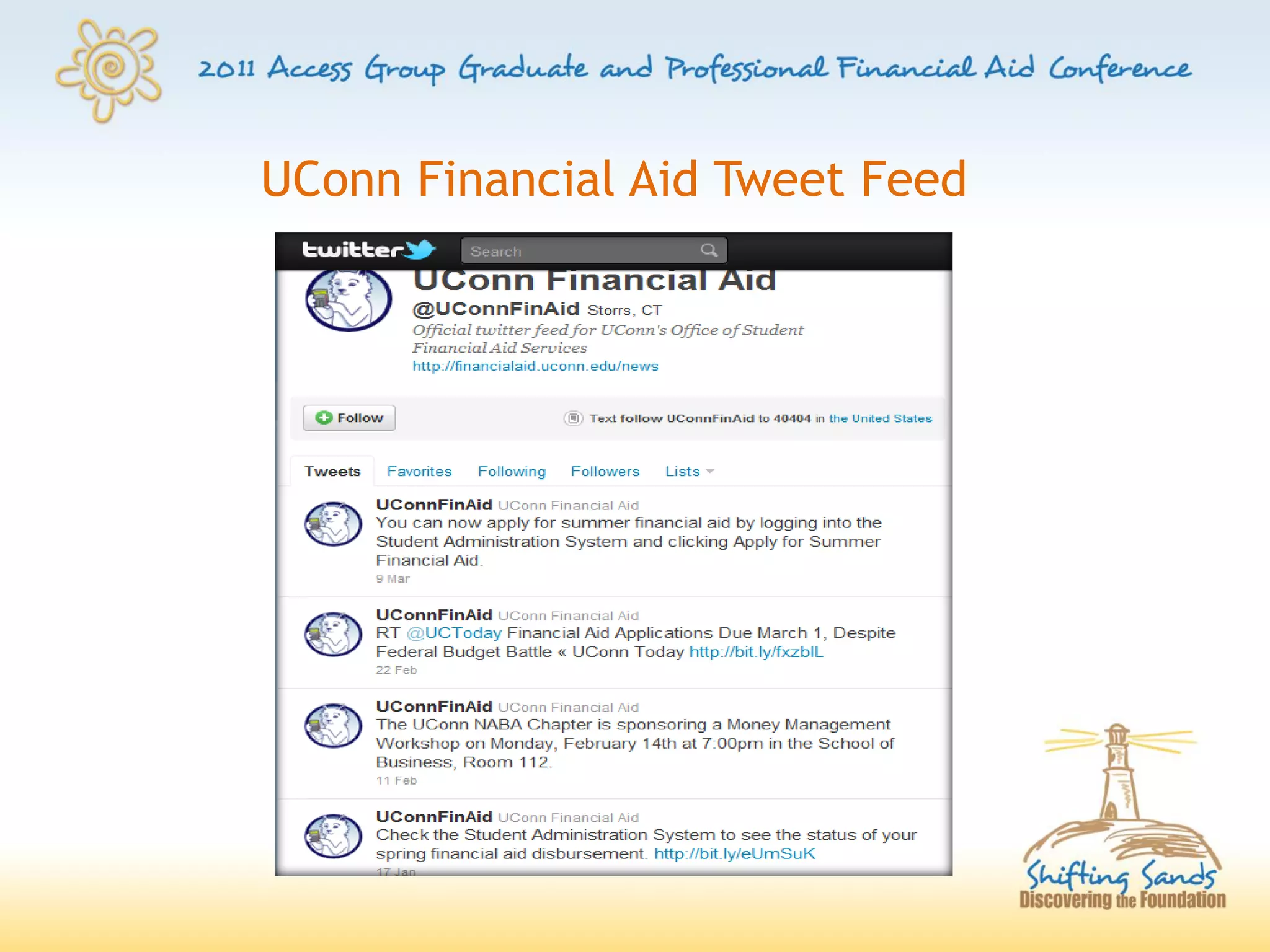 UConn Financial Aid Tweet Feed
 