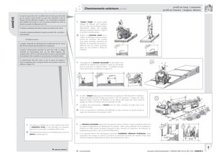 86
circulaire interministérielle n° DGUHC 2007-53 du 30/11/07 | ANNEXE 8® : recommandé
Lorsqu’il ne peut être évité, un faible écart de niveau peut être traité
par un ressaut à bord arrondi ou muni d’un chanfrein et dont la
hauteur doit être inférieure ou égale à 2 cm. Cette hauteur maximale
peut toutefois être portée à 4 cm si le ressaut comporte sur toute sa
hauteur une pente ne dépassant pas 33%.
La distance minimale entre deux ressauts successifs est de 2,50 m.
Les pentes comportant plusieurs ressauts successifs, dits « pas d’âne »,
sont interdites.
b) Profil en travers :
La largeur minimale du cheminement accessible doit être de 1,40 m
libre de tout obstacle afin de faciliter les croisements.
Lorsqu’un rétrécissement ponctuel ne peut être évité, la largeur
minimale du cheminement peut, sur une faible longueur, être
comprise entre 1,20 m et 1,40 m de manière à conserver une possibilité
de croisement entre un piéton et une personne en fauteuil roulant.
Le cheminement doit être conçu et mis en œuvre de manière à
éviter la stagnation d’eau. Lorsqu’un dévers est nécessaire, il doit être
inférieur ou égal à 2%.
ARRÊTÉ
“Casser l’angle” du ressaut facilite
l’attaque de l’obstacle qu’il représente
pour la petite roue du fauteuil roulant,
fréquemment équipée d’un bandage
plein qui ne peut pas “épouser” l’angle et
en faciliter le franchissement.
® Réaliser un contraste visuel par la
couleur ou l’éclairage au droit du ressaut
permet aux personnes mal voyantes
ainsi qu’aux personnes présentant des
difficultés de locomotion (personnes se
déplaçant avec des cannes, personnes
âgées, etc.) de le repérer et d’éviter de
trébucher.
L’aménagement de ressauts successifs est déconseillé car la
répétitivité de l’obstacle que constitue le ressaut est très pénible
pour les personnes en fauteuil roulant : on préfèrera un plan
incliné dont la pente est inférieure ou égale à 5%.
suite de l’article 2
R. 111-19-2 | article 2
| Cheminements extérieurs (suite)
B
La réduction ponctuelle admise doit être appréciée selon le contexte. Il s’agira notamment de prendre
en compte la fréquentation du cheminement en question : celle-ci pourra dépendre de sa localisation à
l’intérieur de l’ERP (proche de l’entrée principale ou plus excentré), de l’importance des bâtiments ou
équipements qu’il dessert, et de la nature de l’établissement.
Il est important d’éviter tout aménagement favorisant l’installation ultérieure d’obstacles même
temporaires. Par exemple, les poteaux ou barrières où pourraient s’accrocher des véhicules à deux roues
doivent être disposés suffisamment en-dehors du cheminement de 1,40 m.
Une pente ne constitue pas la seule solution pour éviter
la stagnation d’eau. A titre d’exemple, un revêtement
poreux mais non meuble y contribuera efficacement.
® En cheminement courant, il est souhaitable que la valeur du
dévers ne dépasse pas 1%.
En ERP, la largeur exigée pour les cheminements est supérieure à celle demandée en habitation,
du fait notamment des flux d’usagers qui peuvent y être très supérieurs. La largeur de 1,40m,
également exigée à l’intérieur des bâtiments, est par ailleurs celle requise pour deux “unités de
passage” en matière de sécurité contre l’incendie dans les ERP.
La largeur d’un cheminement se mesure entre les mains courantes, les garde-corps ou les
bordures éventuels.
® Si l’on veut permettre le croisement sans difficultés de deux personnes en fauteuil roulant, la
largeur du cheminement devra atteindre 1,60m.
 