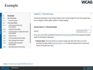 @hellosct1 -
Exemple
https://www.w3.org/TR/WCAG21/
 