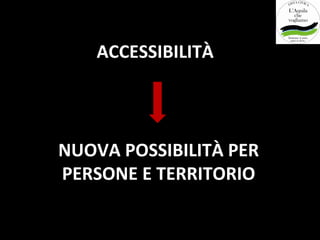 ACCESSIBILITÀ




NUOVA POSSIBILITÀ PER
PERSONE E TERRITORIO
 