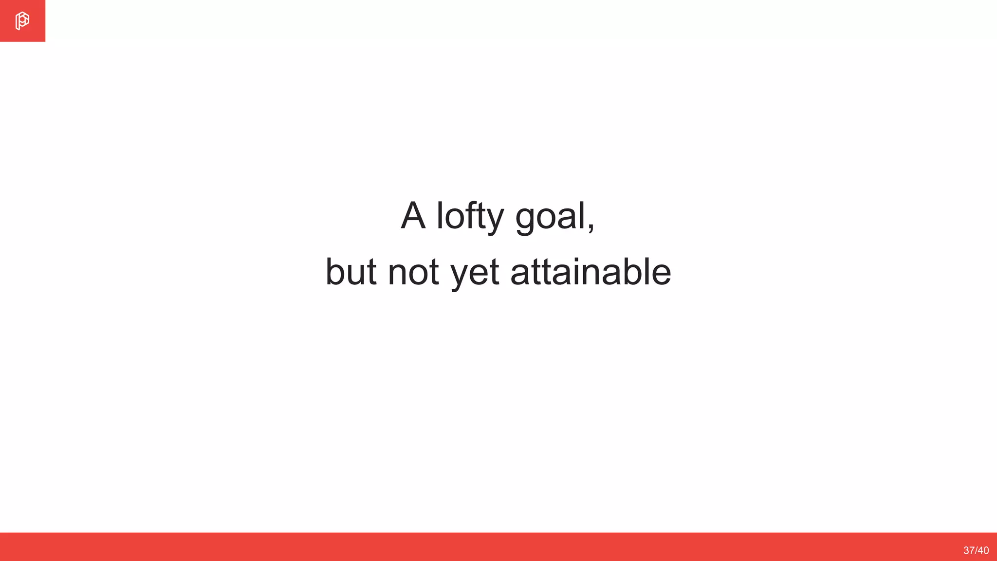 2/4
12/3537/40
A lofty goal,
but not yet attainable
 