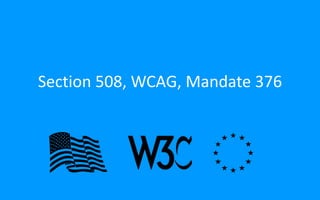 Section 508, WCAG, Mandate 376
 