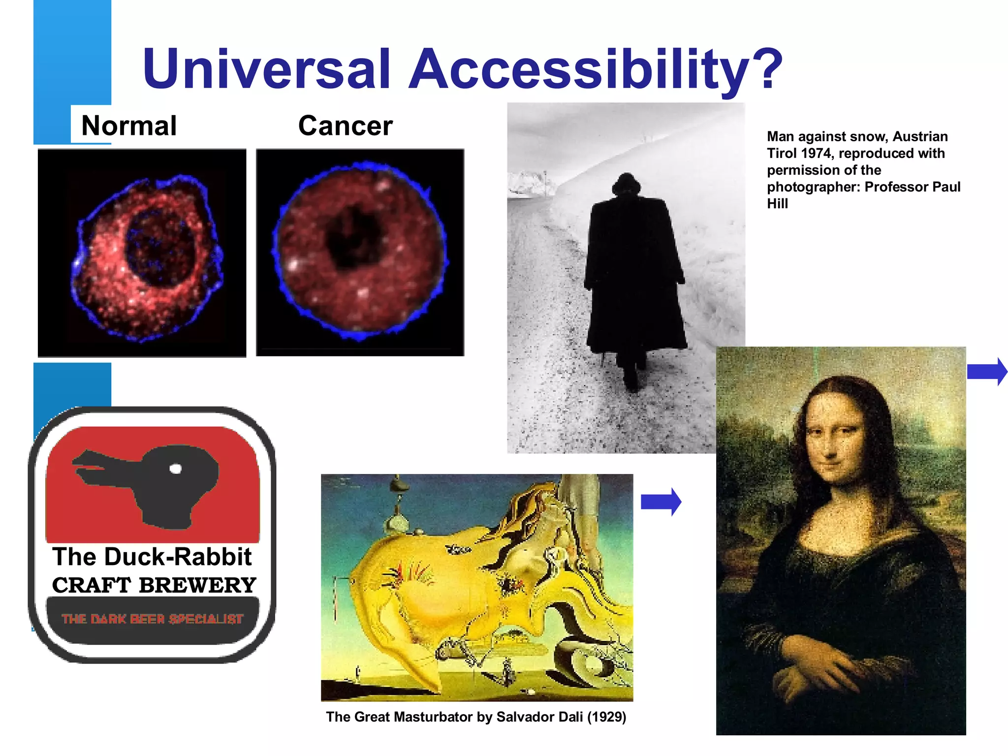 Universal Accessibility? Normal Cancer Man against snow, Austrian Tirol 1974, reproduced with permission of the photographer: Professor Paul Hill   The Great Masturbator by Salvador Dali (1929) The Duck-Rabbit CRAFT BREWERY 