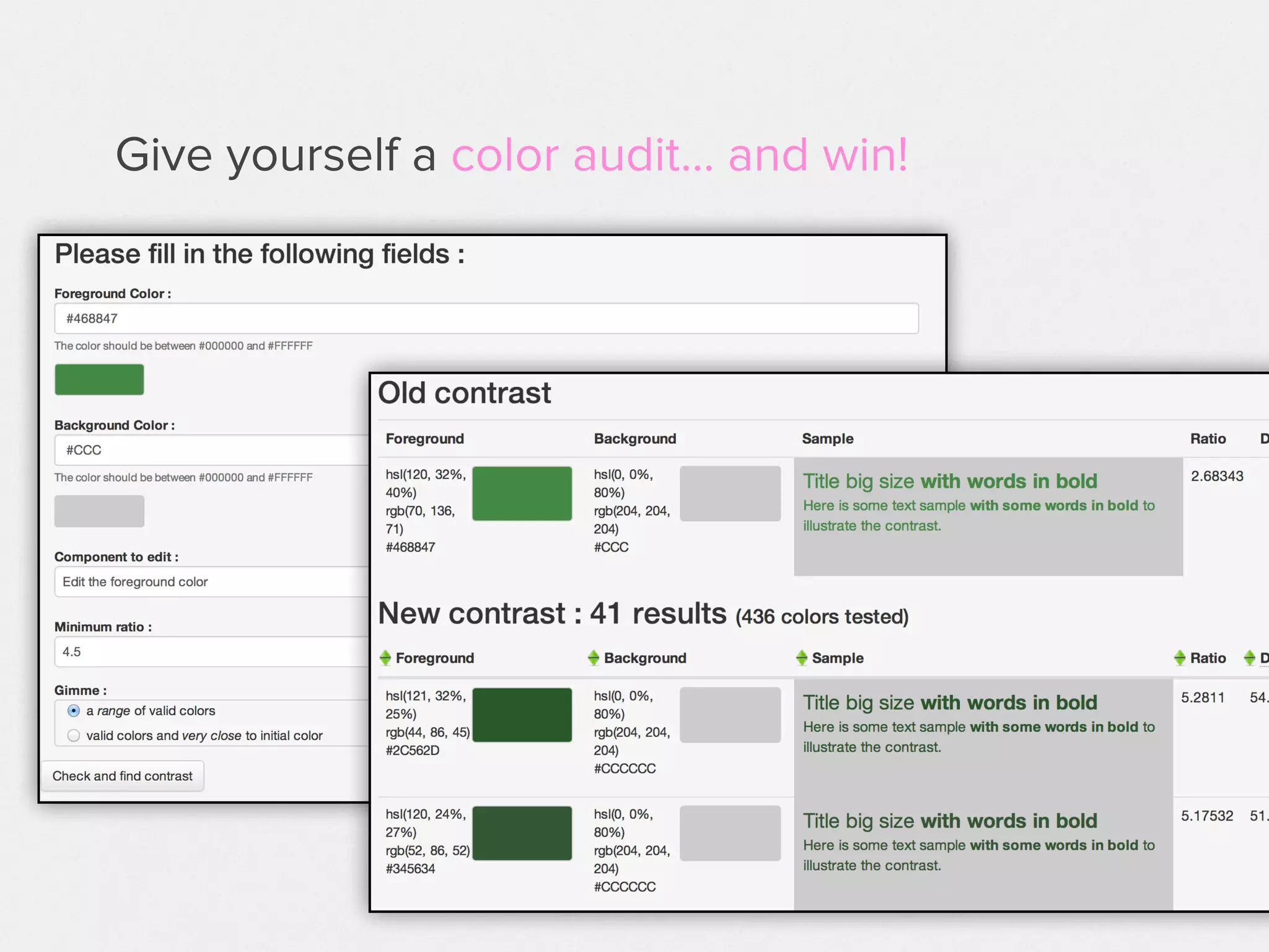 Visual Considerations
✓start with a good font size & high contrast
• Contrast Checker Tool - contrast-finder.tanaguru.com
• Chrome Plugin - http://bit.ly/1ljQvFF
• Accessible colour palette how-to http://bit.ly/1fnbmJp
• don’t rely on colour alone
• add legends and texture or symbols
 