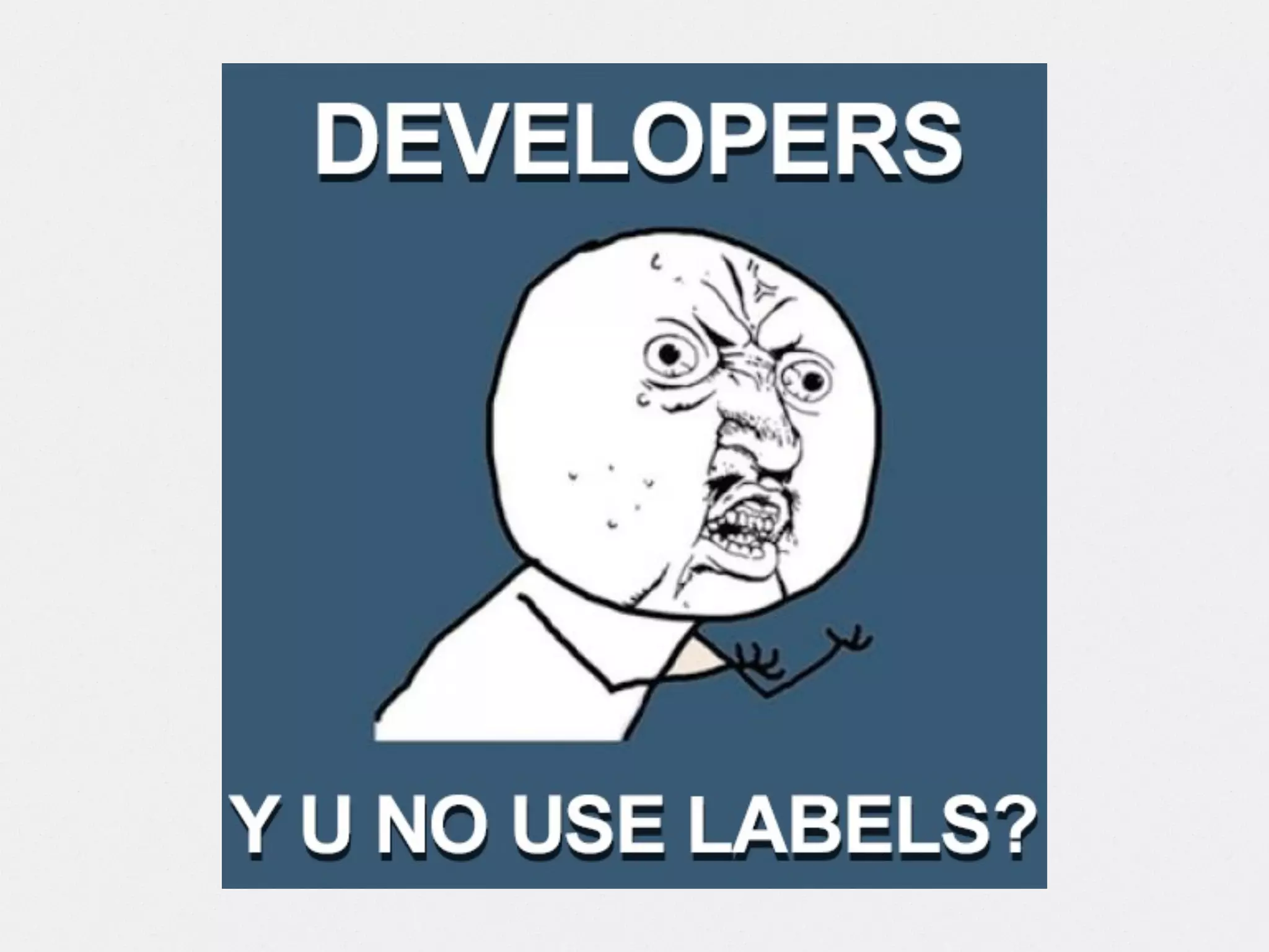 • Every form ﬁeld includes a real label
<label for="[INPUT ID]">
• Placeholders don’t count
• Labels can include help, required, error text
• Provide meaningful message and action on form
error
WebAIM Forms http://bit.ly/1aKw2bM
Harmful Placeholders http://bit.ly/1qNUTOM
WebAIM Validation http://bit.ly/1aKw6bB
Accessible Form Labeling http://bit.ly/1aKw83b
Forms
 