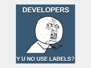 • Every form ﬁeld includes a real label
<label for="[INPUT ID]">
• Placeholders don’t count
• Labels can include help, required, error text
• Provide meaningful message and action on form
error
WebAIM Forms http://bit.ly/1aKw2bM
Harmful Placeholders http://bit.ly/1qNUTOM
WebAIM Validation http://bit.ly/1aKw6bB
Accessible Form Labeling http://bit.ly/1aKw83b
Forms
 
