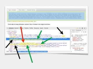 Putting it all together
• A11y Project Patterns http://a11yproject.com/patterns/
• Tab Example - http://codepen.io/mpiotrowicz/full/gocmu/
• Practical ARIA Examples http://bit.ly/1bhMqBg
• HTML5 & ARIA Design Patterns http://bit.ly/1bhMlNZ
• jQueryUI https://jqueryui.com/
• Angular JS & Accessibility http://bit.ly/1sPwCax
• Bootstrap Accessibility Plugin (PayPal) http://bit.ly/1bhM8dy
• Accessible Web Components http://bit.ly/1iMwBiG
 
