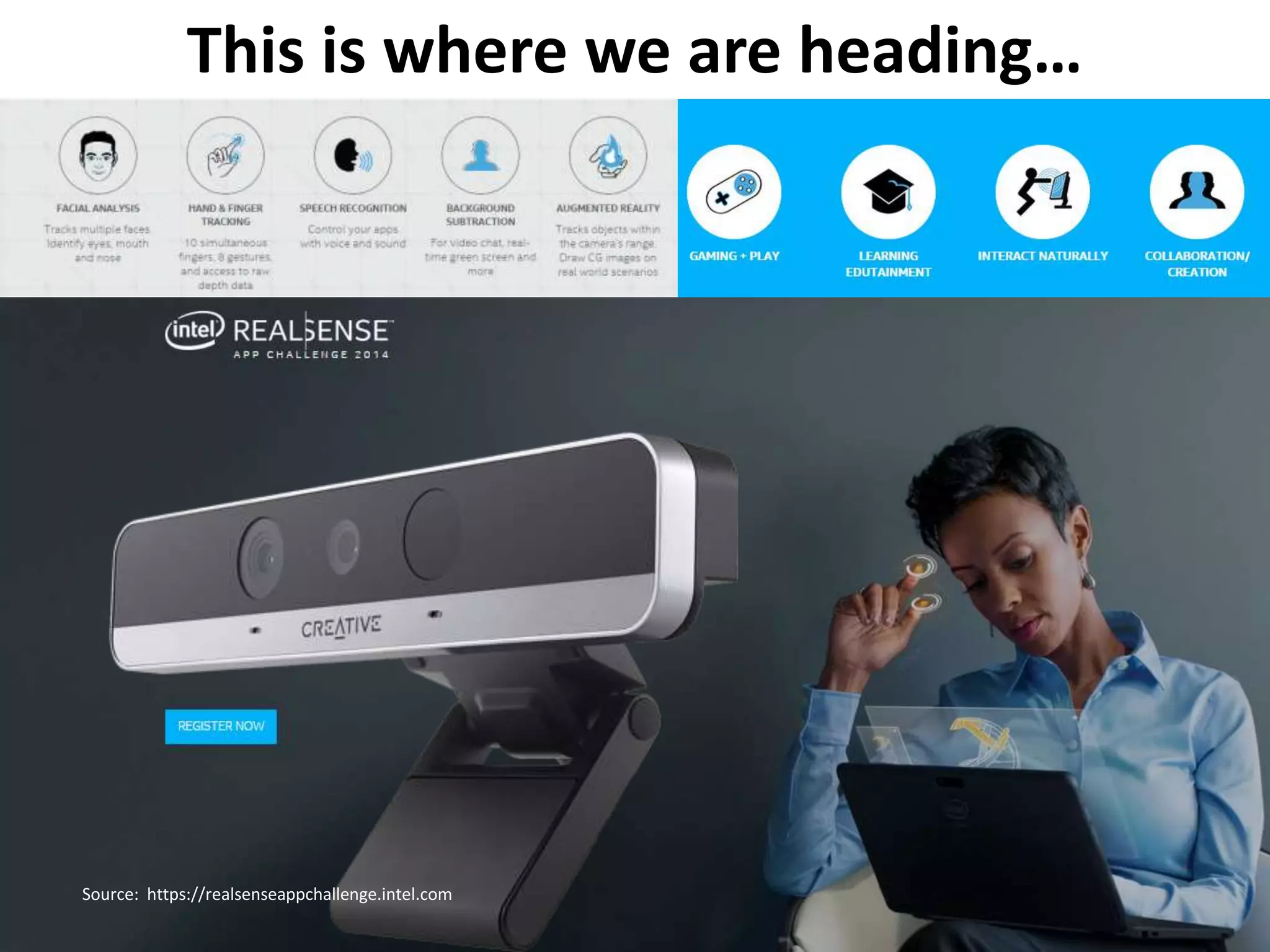 This is where we are heading… 
Source: https://realsenseappchallenge.intel.com 
 