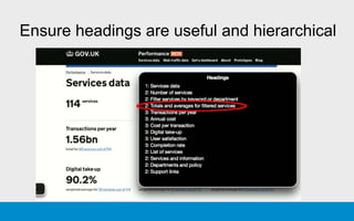 Ensure headings are useful and hierarchical
 