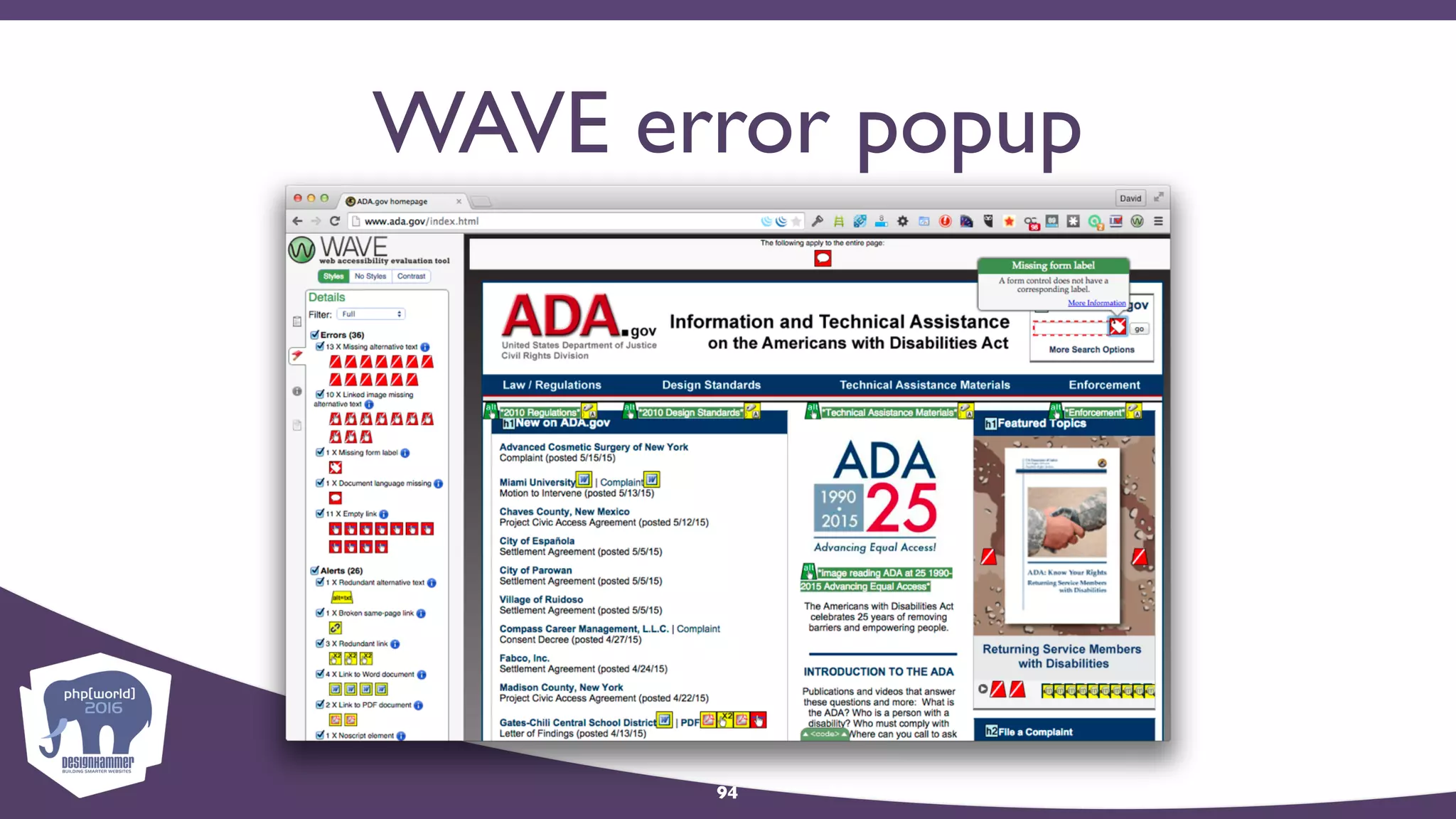 WAVE error popup
94
 