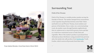 Description
Three staff people working at a Field of Our Dreams produce
stand. The stand consists of a folding table set u...