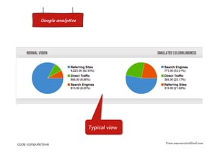 Google analytics




                   Typical view

                                  From wearecolorblind.com
 