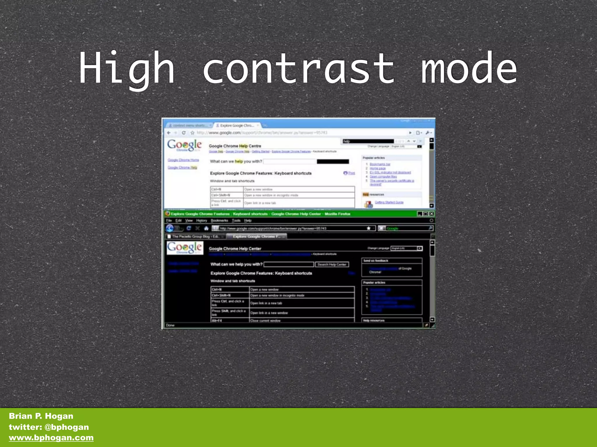 High contrast mode




Brian P. Hogan
twitter: @bphogan
www.bphogan.com
 