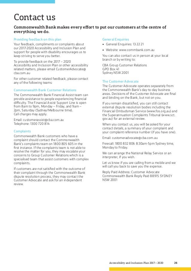 Accessibility And Inclusion Plan Commonwealth Bank