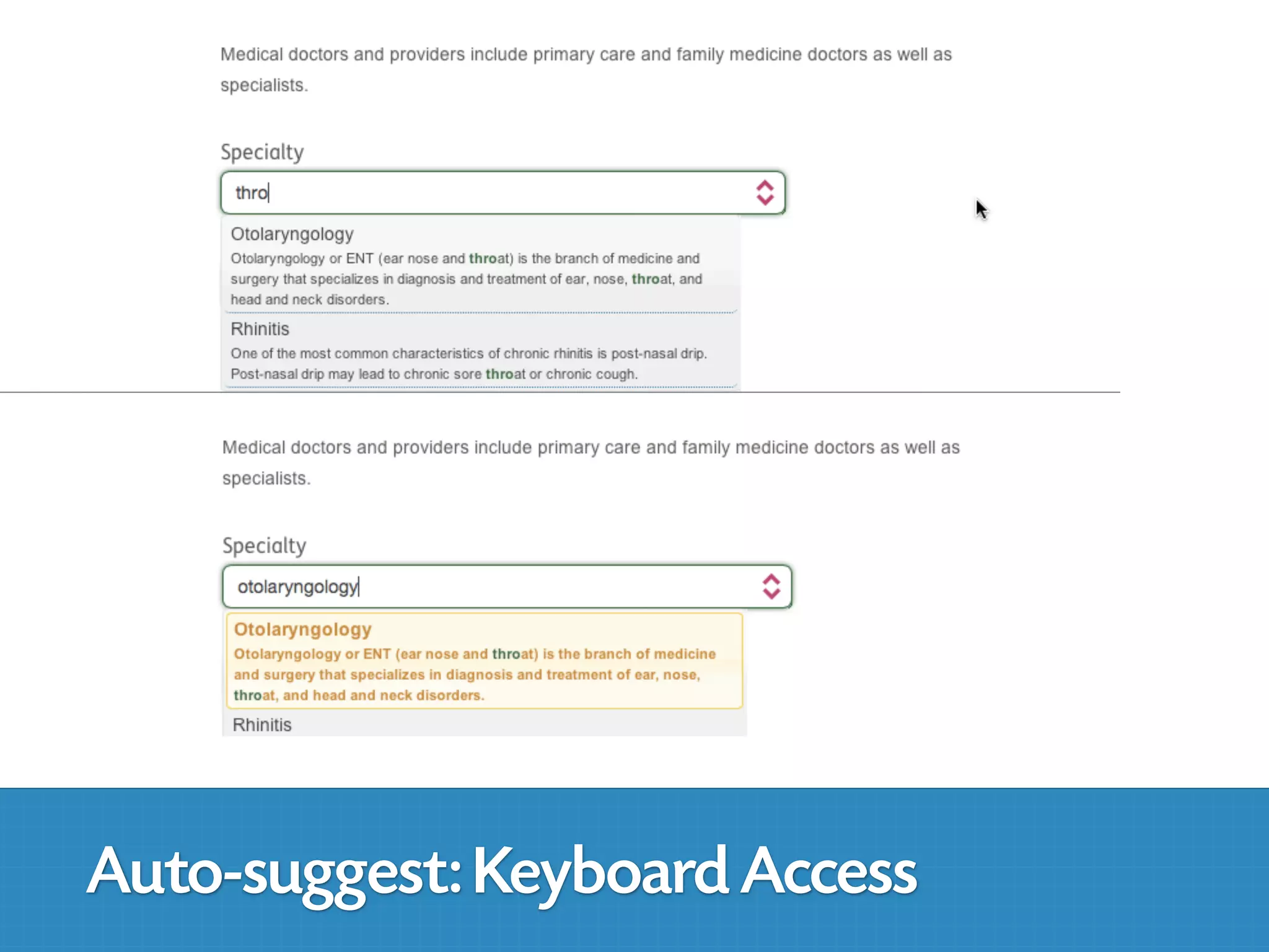 Auto-suggest: Keyboard Access
 
