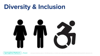 Unless otherwise indicated, these slides are © 2013-2019 Pivotal Software, Inc. and licensed under a Creative Commons Attribution-NonCommercial license: http://creativecommons.org/licenses/by-nc/3.0/
Diversity & Inclusion
 
