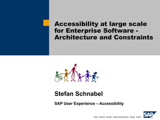 Stefan Schnabel SAP User Experience – Accessibility Accessibility at large scale for Enterprise Software - Architecture and Constraints   