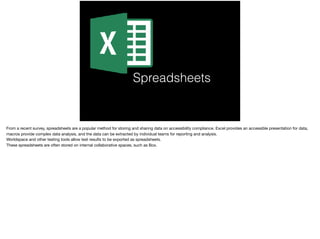 Spreadsheets
 
