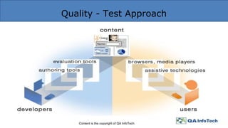 Quality - Test Approach
Content is the copyright of QA InfoTech
 