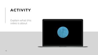 13
ACTIVITY
Explain what this
video is about
 