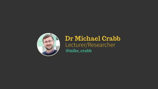 Dr Michael Crabb
Lecturer/Researcher
@mike_crabb
 