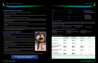 Registration Information                                                                                                                                                                                                                                     Registration



                                                                                                                                                                                                                                                              Two Ways to Register
IMPORTANT REGISTRATION INFORMATION                                                                                                 First Name                                                            Last Name

                                                                                                                                                                                                                                                              1. ONLINE by credit card at
•   Attendees are encouraged to register early for optimal choice in workshops.                                                    Title                                                                 Organization                                            www.AccessibilitySummit.org
•   Registrations are non-refundable.
                                                                                                                                   Address
•   Conference registration includes Summit materials, refreshments on Friday and Saturday, lunch on Saturday, and access                                                                                                                                     2.     MAIL CHECK to:
    to the Exhibit Hall.                                                                                                           City                                                                  State                     Zip
                                                                                                                                                                                                                                                                     Accessibility Summit
                                                                                                                                                                                                                                                                     8925 Leesburg Pike
•   The Accessibility Summit is a conference for adults age 18 or older only.                                                                                                                                                                                        Vienna, VA 22182
                                                                                                                                   Phone                                                                 Email                                                       Attention: Rosie Oakley
•   Though families are very important to us, children are not permitted at the Summit, (including general sessions,
    workshops, & exhibit area), other than children with special needs who are pre-registered for childcare on Friday, April 1st   Contact Name for Group Registrations
    and/or Saturday, April 2nd.
•   Name changes or substitutions are only possible until March 18, 2011.                                                          * Please Note: Group discounts are available to organizations, churches, and associations that register 5 or more attendees.
                                                                                                                                   To qualify for group rates, registrations must reflect the same group name and contact person and must be submitted by
•   Recordings of most sessions will be available for purchase during the conference from Dove Recordings, located in the          the appropriate rate cut-off dates.
    lobby area.
                                                                                                                                   Special Accommodations Requested - Please check below and notify us by March 18, 2011.
•   Professional Certificates of Completion are available upon request.
                                                                                                                                   o Vegetarian Lunch                           Sign Language Interpreter                        o Braille Materials	                  o 	Other Assistance
                                                                                                                                   	                                      	o                                                     	                                     	
•   For promotional purposes, videos and photographs are taken during the conference. Your registration constitutes
    permission for the Summit to use your picture for future promotional purposes. This consent does not apply to children         Please Specify Workshop Selections and Include Session Codes Below
    or adults who are registered for care during the Summit.
                                                                                                                                   Friday, April 1st                                          Saturday, April 2nd                                Saturday, April 2nd
                                                                                                                                   Workshop Session # 1 8:15–9:15 PM                          Workshop Session #2 10:45 AM-12:00 PM              Workshop Session #3 1:30-3:00 PM
CHILD AND ADULT CARE INFORMATION
                                                                                                                                   Workshop Code _____________________                        Workshop Code _____________________                Workshop Code _____________________
Child and Adult care is available on Friday, April 1st and/or Saturday, April 2nd for those
with special needs only.
                                                                                                                                   Registration Pricing
•   Care for children and adults with special needs is available by reservation only and
    space is limited, so register early!                                                                                                                                          Early Bird Rates                Regular Rates                 Late Rates                       Total
                                                                                                                                                                                  (until midnight 2/18/11)        (until midnight 3/21/11)      (3/22/11 - 4/2/11)
•   Online registration for child/adult care is available at www.AccessibilitySummit.org.
•   There are no same day reservations allowed due to space limitations and safety issues.                                          Individual Rate                                _____ x $100                      _____ x $125                _____ x $149                    $ __________
•   An updated 2011 personal profile and medical release must be on file with Access
    Ministry by March 18, 2011.
                                                                                                                                    Group Rate (5 or more)                         _____ x $79                       _____ x $100                N/A                             $ __________
•   Cost of care is $25 per child/adult for Friday from 6:00-10:00 PM and $49 per child/
    adult for Saturday from 8:00-5:00 PM.
                                                                                                                                    Pre-Conference Workshop
                                                                                                                                                                                   _____ x $20                       _____ x $20                 _____ x $20                     $ __________
•   Full payment for child/adult care must accompany your online Summit attendee                                                      Access UNplugged
    registration.                                                                                                                     Built to Last                                _____ x $20                       _____ x $20                 _____ x $20                     $ __________

•   Please bring all food, drink, personal care items, a change of clothes, and medica-
    tions for your child or adult. The Summit will staff a nurse to administer medications,                                         Post-Conference Workshop
                                                                                                                                      Walk in My Shoes                             _____ x $20                       _____ x $20                 _____ x $20                     $ __________
    provide personal care, and answer questions.
•   Reservations and required paperwork must be received no later than March 18, 2011.
                                                                                                                                    Child/Adult Care
                                                                                                                                                                                   _____ x $25                       _____ x $25                 N/A                             $ __________
•   If you need a hard copy of the child/adult care registration form and/or personal profile form, call 703-770-2918.              Friday, April 1st (deadline March 18th)
                                                                                                                                                                                   _____ x $49                       _____ x $49                 N/A
                                                                                                                                    Saturday, April 2nd (deadline March 18th)                                                                                                    $ __________


                                   Questions Regarding Registration?
                                                                                                                                    Total Due                                                                                                                                    $ __________
                                           Please call us at 703-770-2918


14 Discover • Connect • Grow                                                                                                                                                                                                                     www.AccessibilitySummit.org 15
 