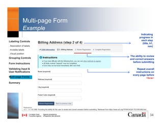 34
Form Instructions
2.2.arai-describedby (3)
Reference:
W3C, ARIA1: Using the aria-describedby property to provide a descriptive label for user interface controls. Retrieved from https://www.w3.org/TR/WCAG20-TECHS/ARIA1.html
WCAG WG, EOWG (2015, March 2). Forms Concepts. Retrieved from http://www.w3.org/WAI/tutorials/forms/
W3C, WCAG 3.3.2 Labels or Instructions. Retrieved from http://www.w3.org/TR/UNDERSTANDING-WCAG20/minimize-error-cues.html
WEBAIM, Creating Accessible Forms. Retrieved from http://webaim.org/techniques/forms/advanced
Labeling Controls
. Association of labels
. Invisible labels
. Visual position
Grouping Controls
Form Instructions
Validating Input &
User Notifications
Multi-page Forms
Dialog Boxes
Summary
@RubysDo “Accessible & Usable Web Forms. Your How To Guide!” http://bit.do/webforms
 
