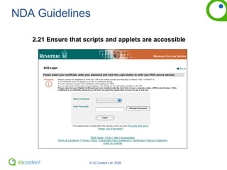 NDA Guidelines 2.21 Ensure that scripts and applets are accessible 