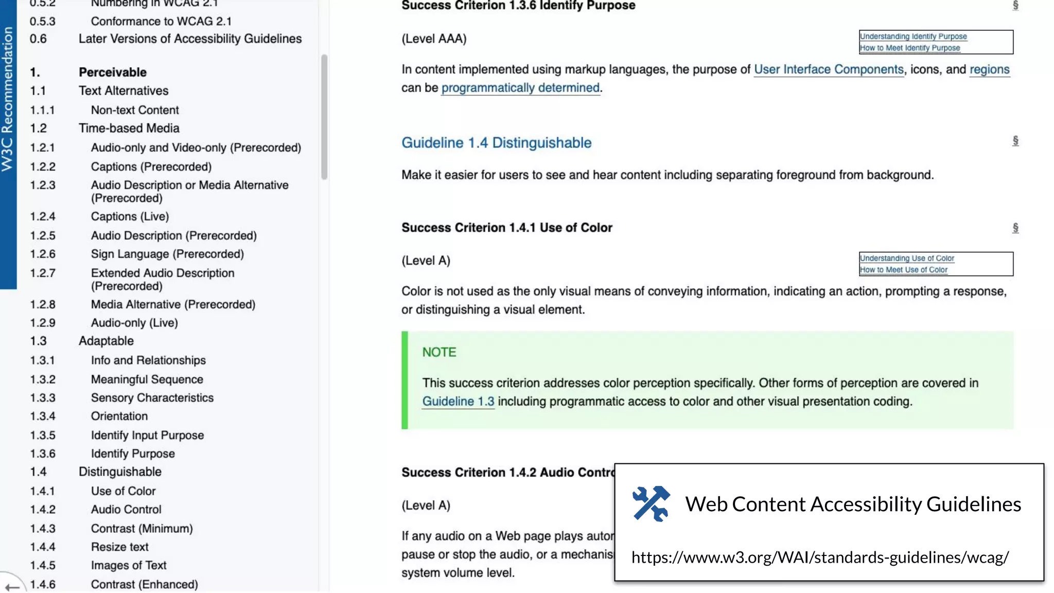 https://www.w3.org/WAI/standards-guidelines/wcag/
Web Content Accessibility Guidelines
 