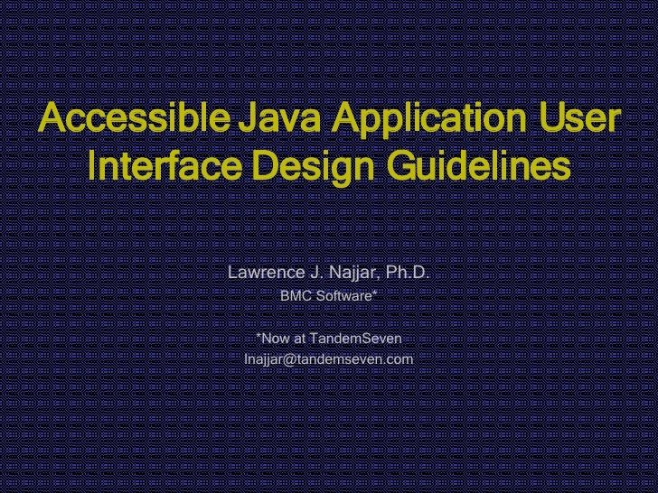 Accessible Java Application User Interface Design Guidelines