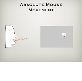 Absolute Mouse
         Movement




                  .
      G rid. 6. 1
Mouse
 