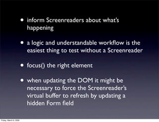 Accessible Javascript using Frameworks - Barcamp London 5