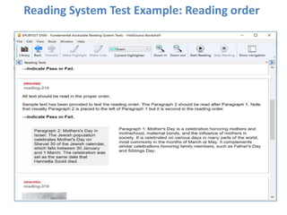 Reading System Test Example: Reading order
 