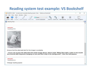 Reading system test example: VS Bookshelf
 
