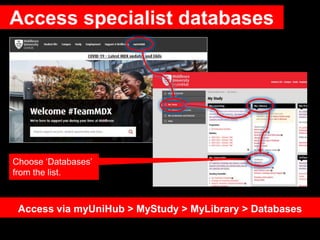 Accessing specialist databases  Slide 3