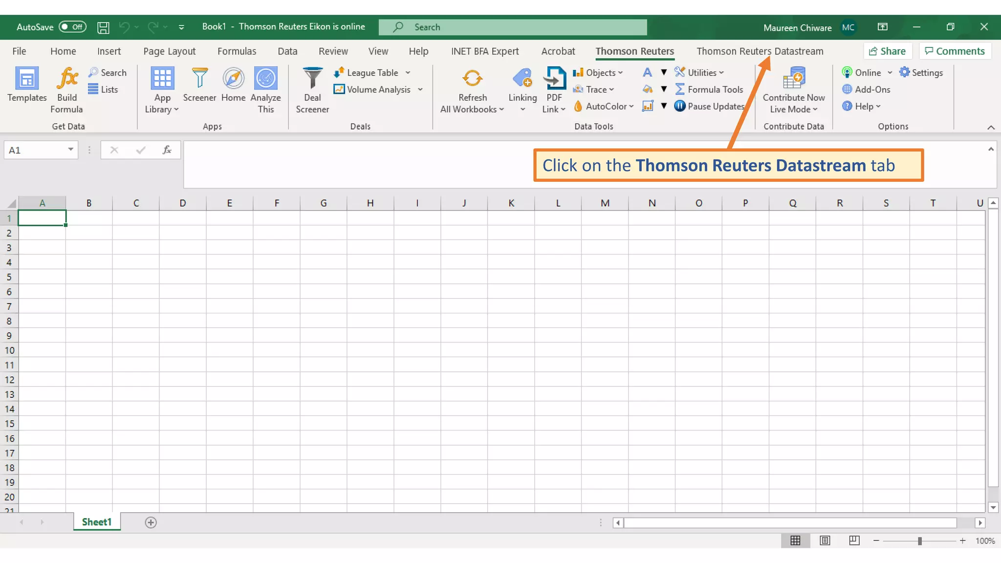 Click on the Thomson Reuters Datastream tab
 
