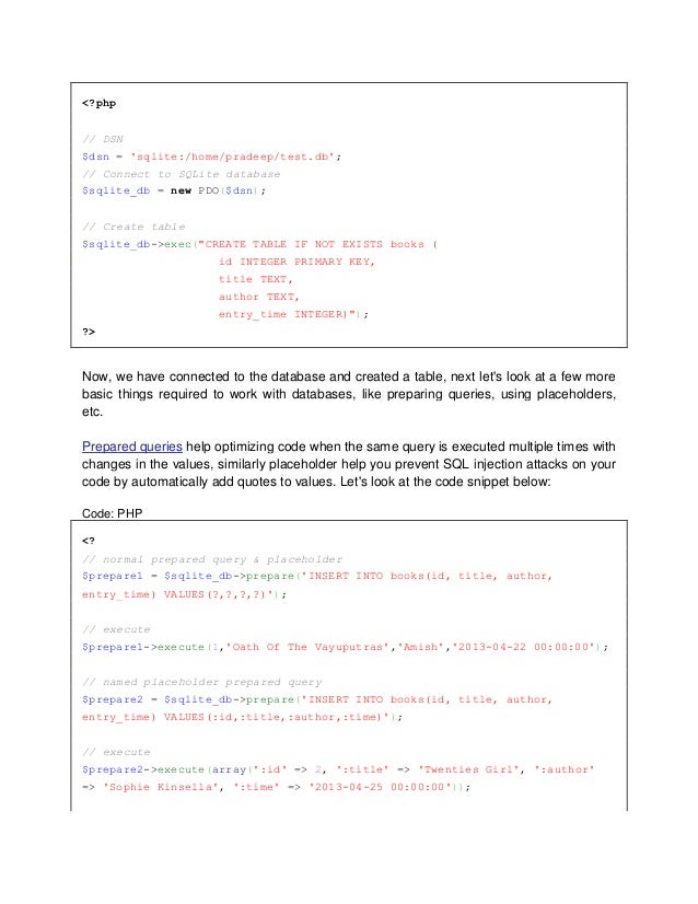 Accessing Sqlite3 Databases In Php Using Pdo Accessing Sqlite3 Databases In Php Using Pdo
