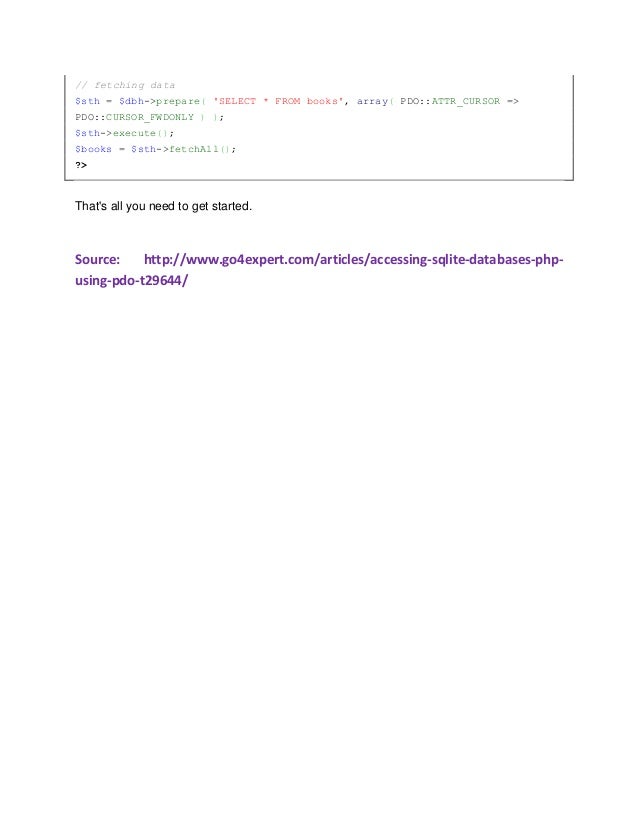 Accessing Sqlite3 Databases In Php Using Pdo Accessing Sqlite3 Databases In Php Using Pdo