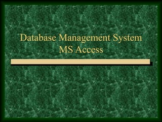 Database Management System
MS Access

 