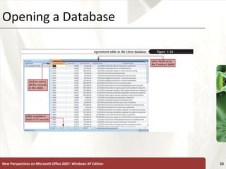XPOpening a Database
New Perspectives on Microsoft Office 2007: Windows XP Edition 15
 