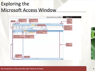 XP
Exploring the
Microsoft Access Window
New Perspectives on Microsoft Office 2007: Windows XP Edition 8
 